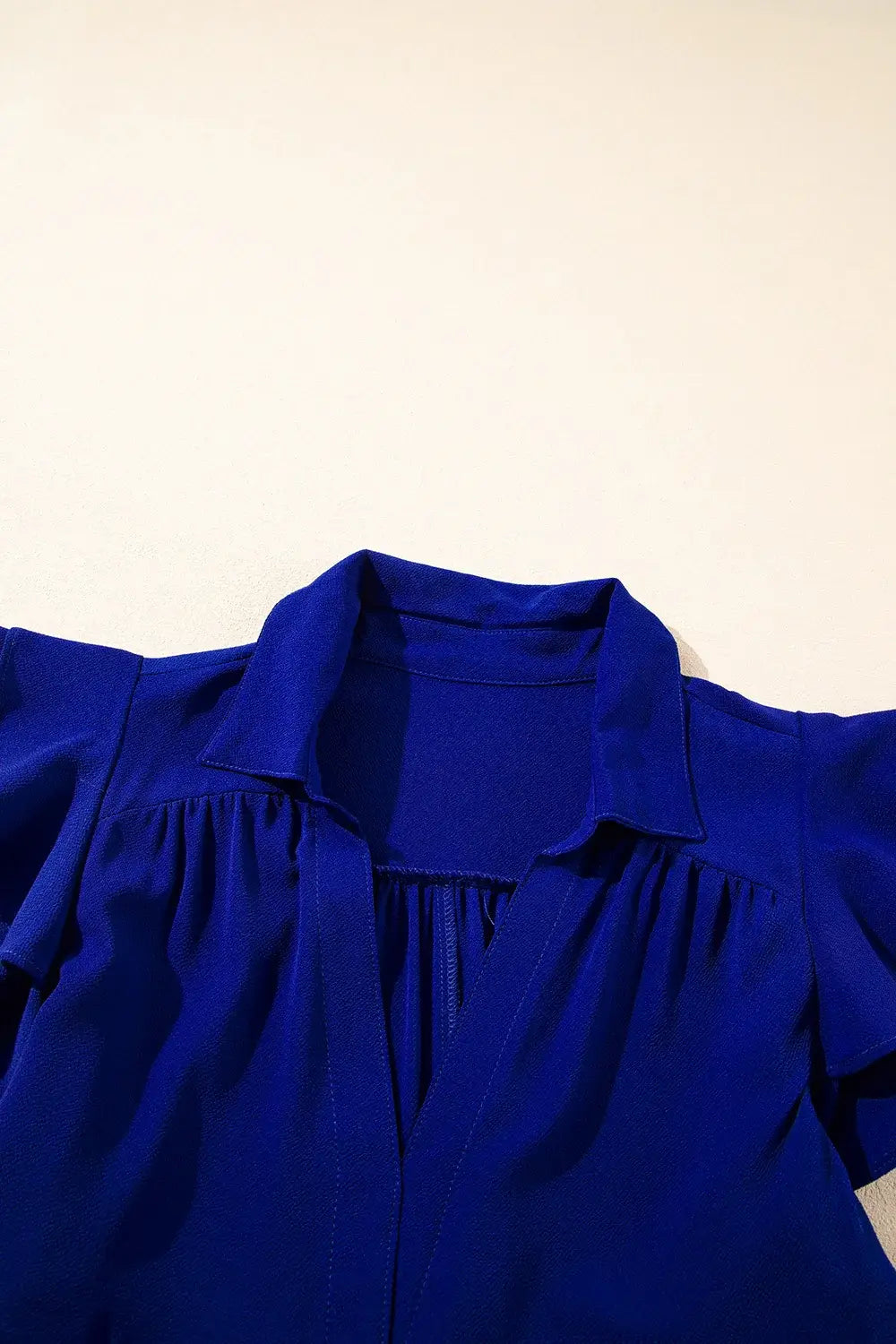 Ruffled Short Sleeve Collared V Neck Tiered Midi Dress - Trendsi - Flyclothing LLC