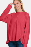 Zenana Full Size Brushed Melange Hacci High-Low Sweater - Trendsi