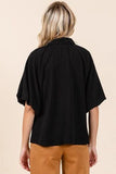 Mittoshop Airflow Short Bubble Sleeve Button Down Shirt - Trendsi