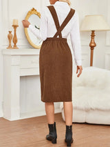 Front Slit Overall Dress with Pockets - Trendsi - Flyclothing LLC