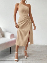 Side Slit Cutout Single Shoulder Dress - Trendsi - Flyclothing LLC