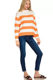 Zenana Ribbed Striped Mock Neck Sweater - Trendsi - Flyclothing LLC