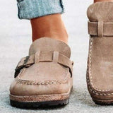 Round Toe Low Heel Buckle Sneakers - Trendsi - Flyclothing LLC