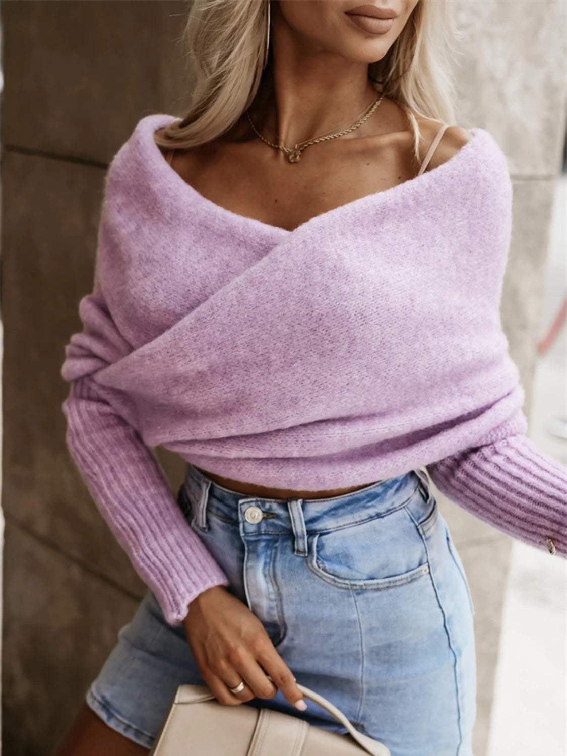 Long Sleeve Cropped Knit Top - Trendsi - Flyclothing LLC