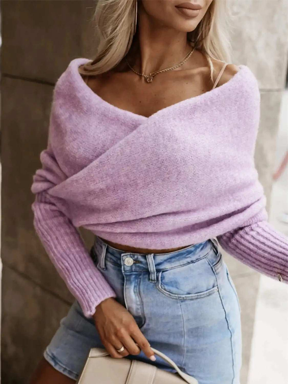 Long Sleeve Cropped Knit Top - Trendsi - Flyclothing LLC