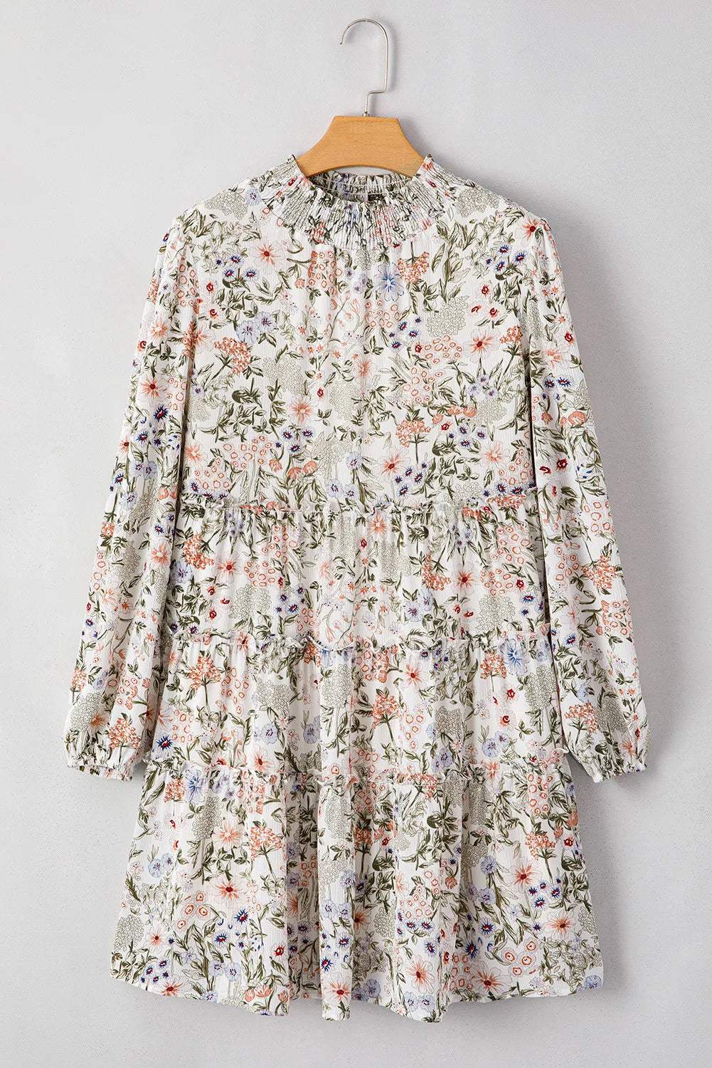 Printed Mock Neck Long Sleeve Mini Dress - Trendsi - Flyclothing LLC