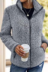 Pocketed Zip Up Turtleneck Jacket - Trendsi - Flyclothing LLC