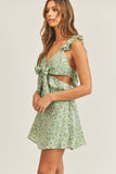 MABLE Floral Side Cutout Ruffled Mini Dress - Trendsi