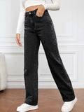 High Waist Straight Jeans - Trendsi - Flyclothing LLC