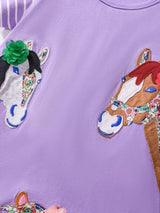 Children's Horse Short Sleeve Casual Dress - Trendsi - Flyclothing LLC