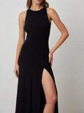 Side Slit Round Neck Sleeveless Dress - Trendsi - Flyclothing LLC
