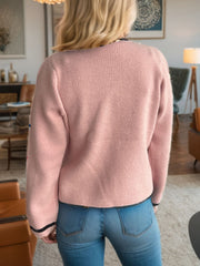 Button Down Long Sleeve Cardigan - Trendsi