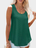 Florira Eyelet Round Neck Tank - Trendsi - Flyclothing LLC