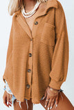 Waffle-Knit Collared Neck Long Sleeve Shirt - Trendsi - Flyclothing LLC