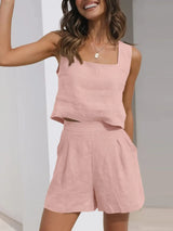 Square Neck Tank and Shorts Set - Trendsi - Flyclothing LLC