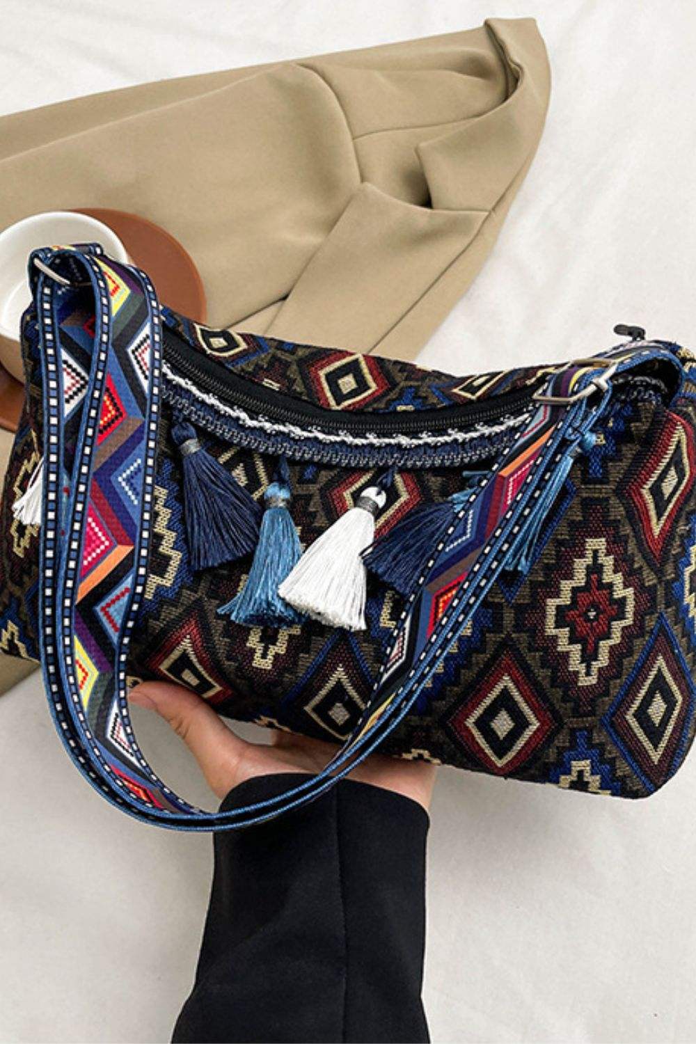 Tassel Adjustable Strap Shoulder Bag - Trendsi - Flyclothing LLC
