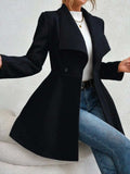 Collared Neck Button Up Long Sleeve Coat - Trendsi - Flyclothing LLC