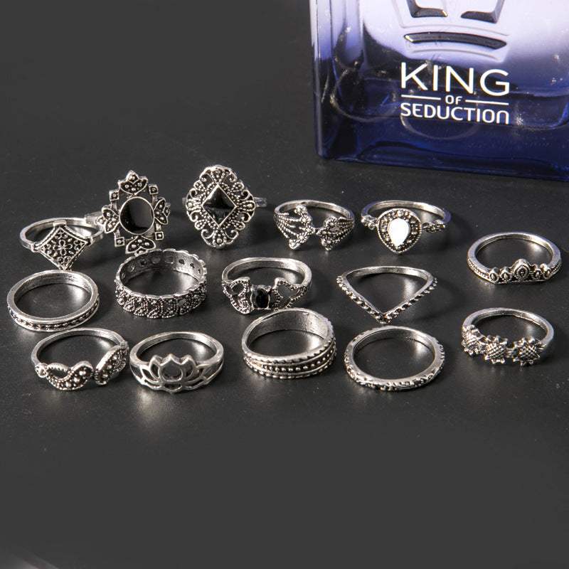 15 Piece Alloy Vintage Ring Set - Trendsi - Flyclothing LLC
