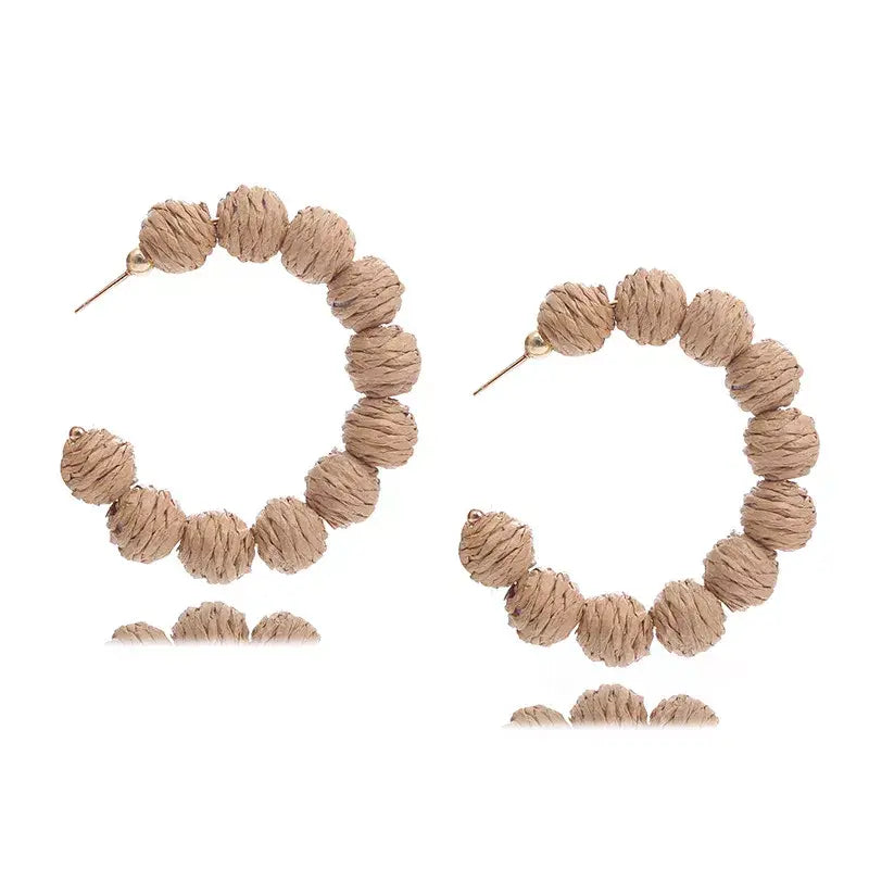 Raffia Grass C-Hoop Earrings - Trendsi - Flyclothing LLC