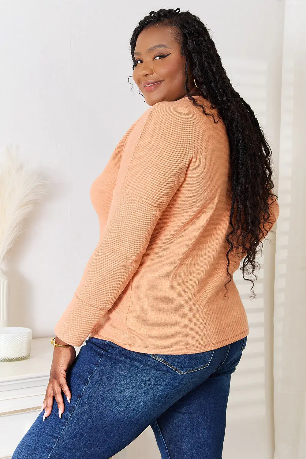 Basic Bae Half Button Long Sleeve Top - ShopBasicbae - Flyclothing LLC