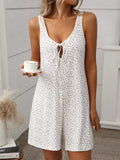 Tied Front Printed Wide Strap Romper - Trendsi