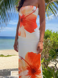 Floral Print Strapless Bodycon Maxi Dress - Trendsi - Flyclothing LLC