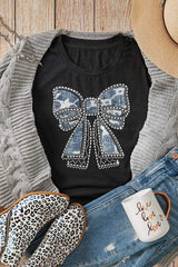 Bow Round Neck Short Sleeve T-Shirt - Trendsi - Flyclothing LLC