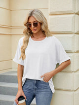 Florira Round Neck Half Sleeve T-Shirt - Trendsi - Flyclothing LLC