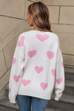 Angel Wings Heart Round Neck Dropped Shoulder Sweater - Trendsi