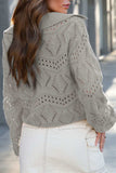 Hollow Out Johnny Collar Sweater - Trendsi - Flyclothing LLC