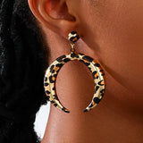Leopard Crescent Dangle Earrings - Trendsi - Flyclothing LLC