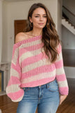 Striped Boat Neck Long Sleeve Sweater - Trendsi - Flyclothing LLC