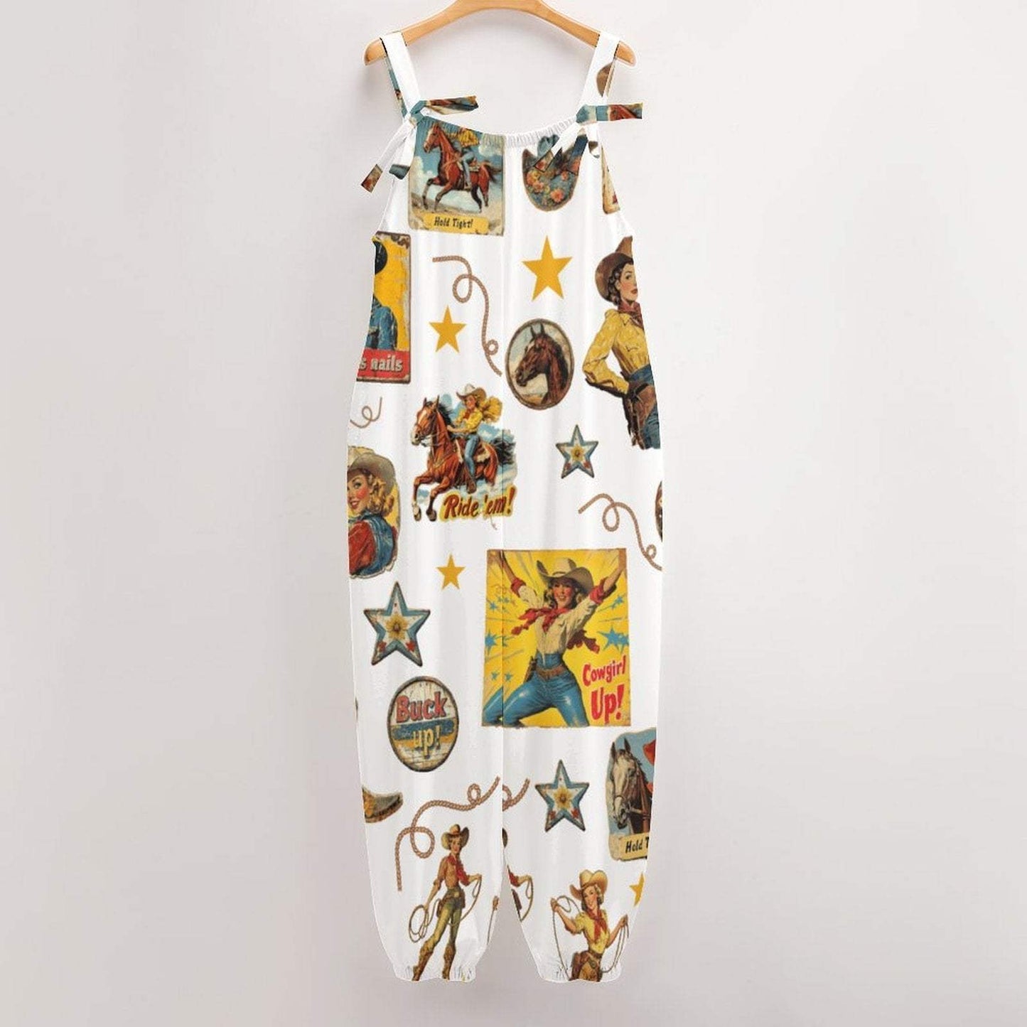 Baha Ranch Vintage Cowgirl Collage Western Overalls Jumpsuit - Baha Ranch Western Wear - Flyclothing LLC