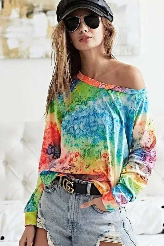 BiBi Tie Dye Soft Knit Jersey T-Shirt - Trendsi - Flyclothing LLC