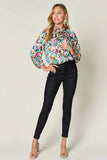 Double Take Full Size Printed Button Up Long Sleeve Shirt - Trendsi - Flyclothing LLC