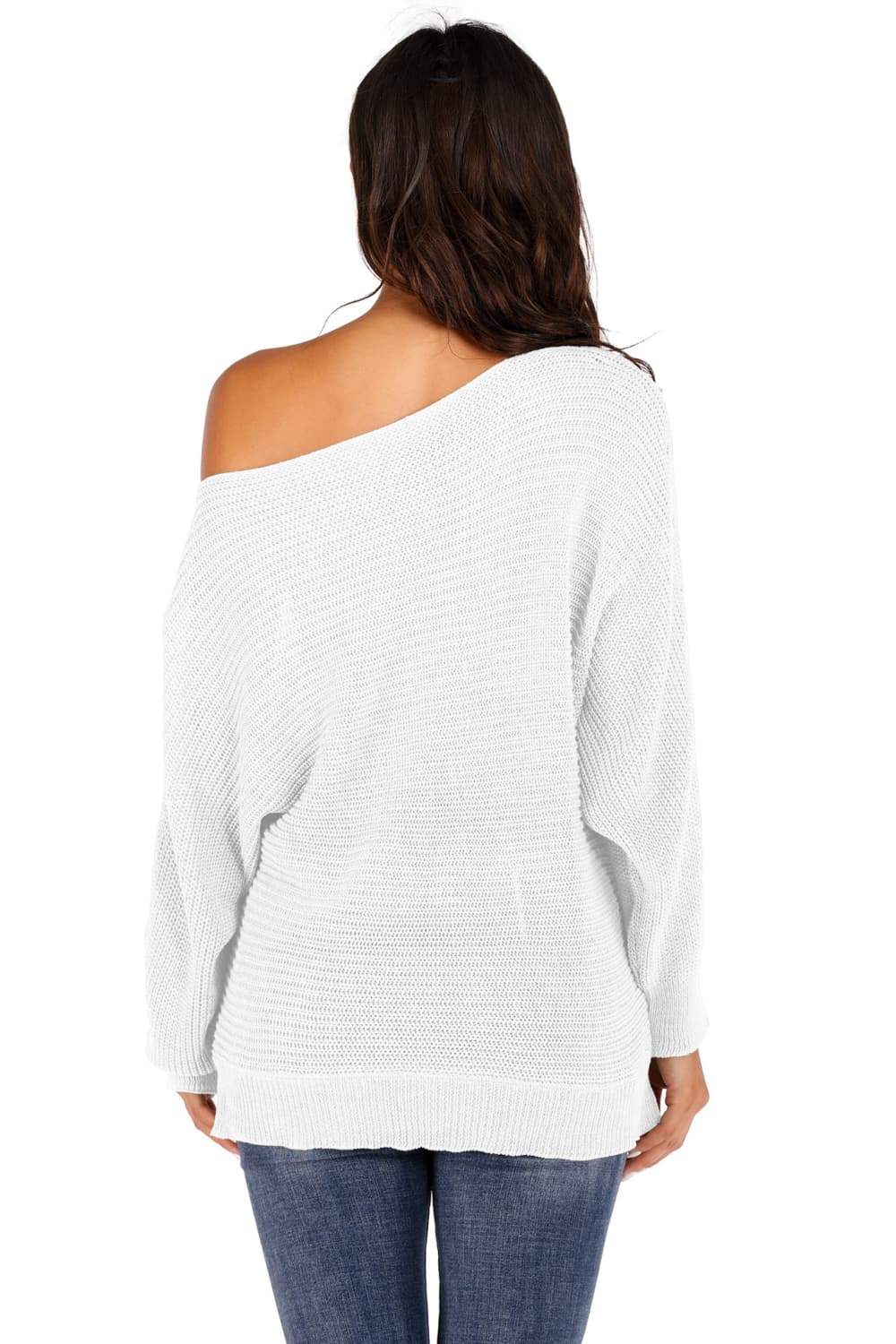 One Shoulder Dolman Sleeve Sweater - Trendsi - Flyclothing LLC