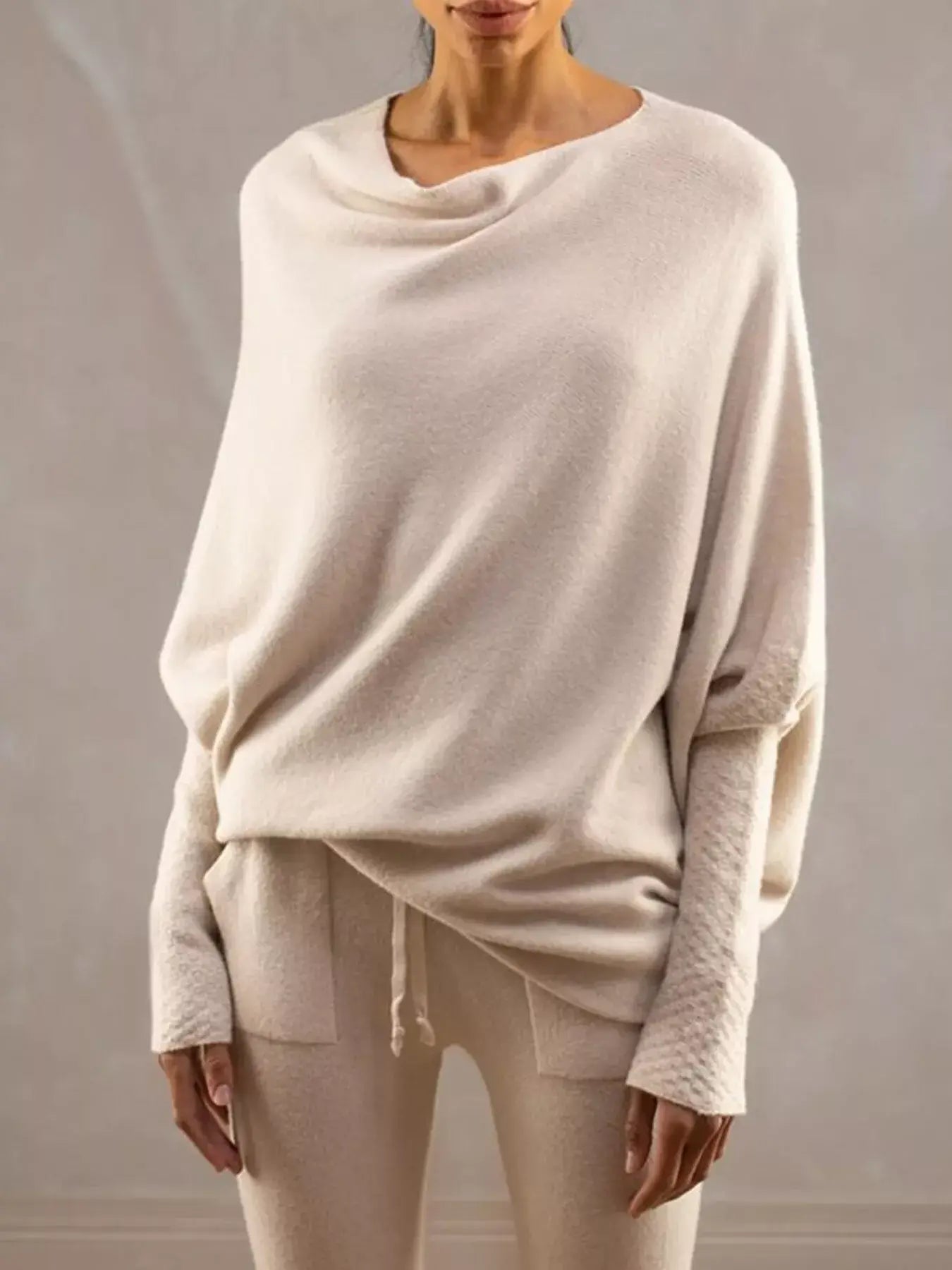Boat Neck Long Sleeve Sweater - Trendsi - Flyclothing LLC