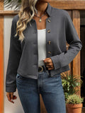 Textured Button Up Long Sleeve Jacket - Trendsi