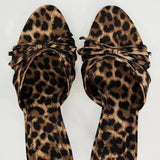 Bow Leopard Kitten Heel Sandals - Trendsi