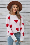 Angel Wings Heart Round Neck Long Sleeve Sweater - Trendsi