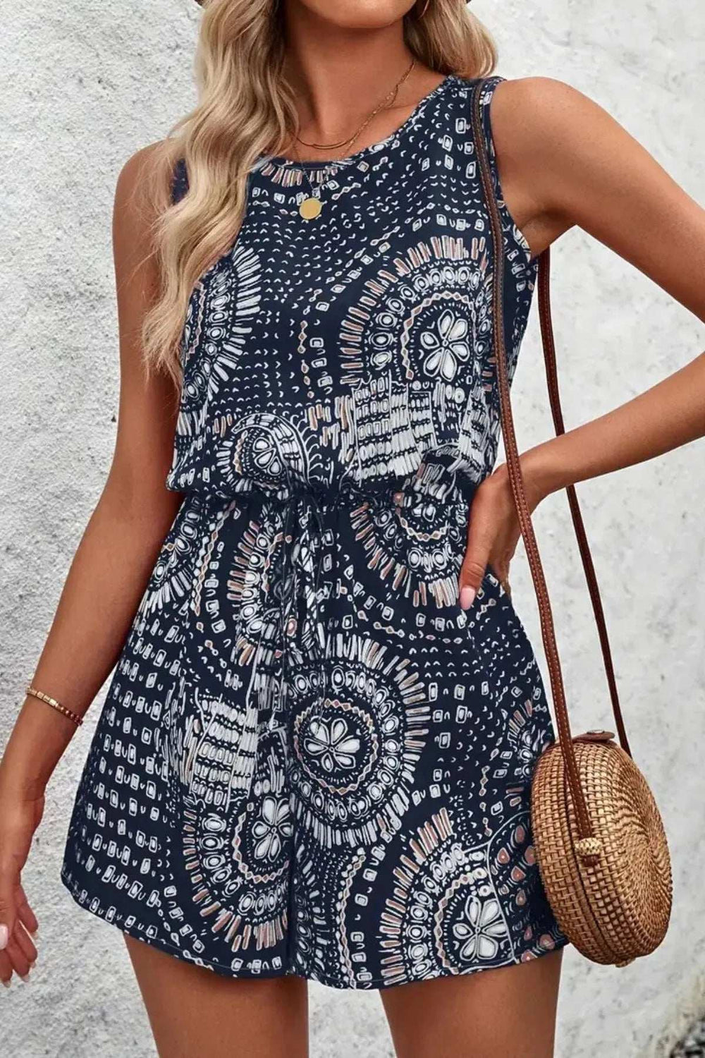 Boho Floral Print Sleeveless Summer Romper - Trendsi - Flyclothing LLC