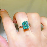 2 Carat 925 Sterling Silver Moissanite Rectangle Shape Ring - Trendsi