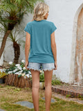 Round Neck Short Sleeve T-Shirt - Trendsi - Flyclothing LLC