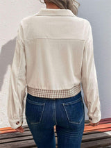 Pocketed Houndstooth Long Sleeve Jacket - Trendsi - Flyclothing LLC
