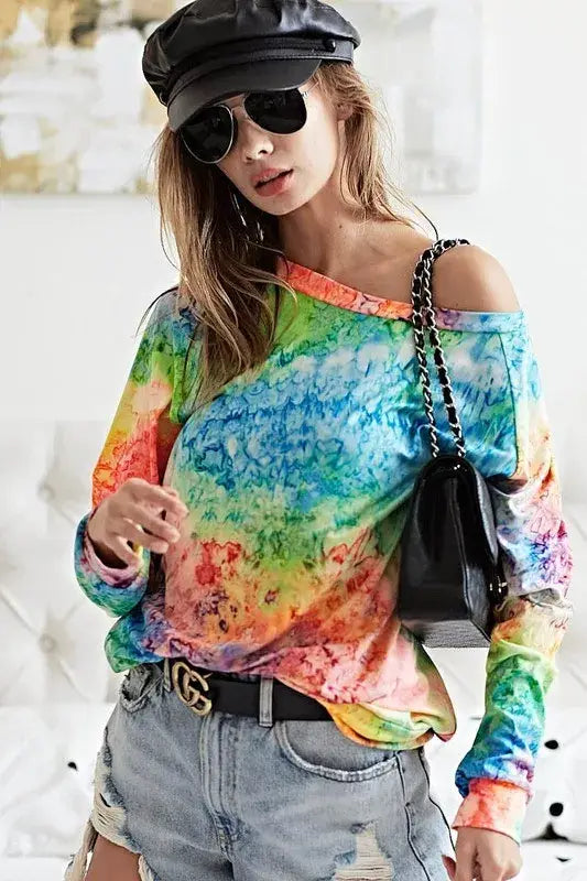 BiBi Tie Dye Soft Knit Jersey T-Shirt - Trendsi - Flyclothing LLC