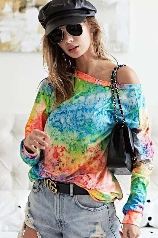BiBi Tie Dye Soft Knit Jersey T-Shirt - Trendsi - Flyclothing LLC