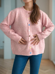 Button Down Long Sleeve Cardigan - Trendsi