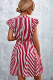 Ruffled Striped Cap Sleeve Mini Dress - Trendsi - Flyclothing LLC