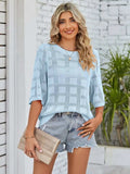 Openwork Round Neck Knit Top - Trendsi - Flyclothing LLC