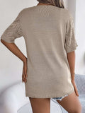 Openwork Open Front Half Sleeve Cardigan - Trendsi - Flyclothing LLC